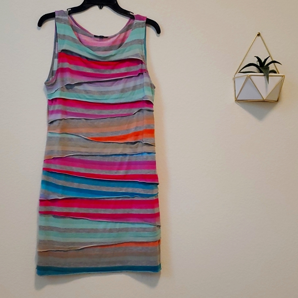 Gray stripped cotton shift dress